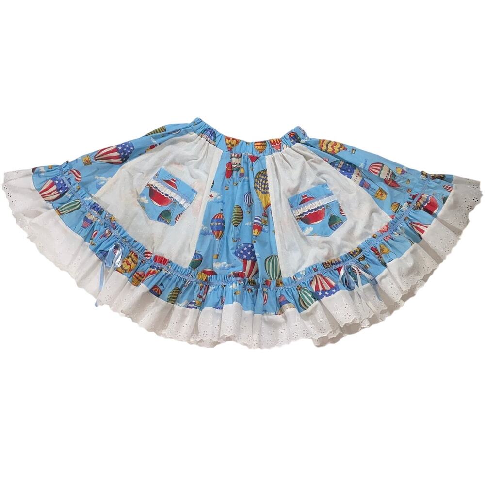 HOT AIR BALLOON Skirt Vintage Homemade POCKETS Ribbon Bow Pull On AESPA KPOP